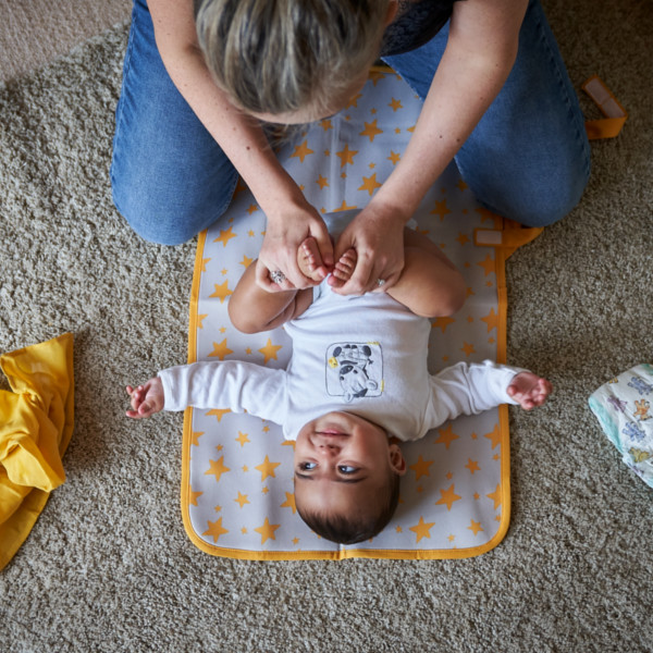 baby on the baby box changing mat