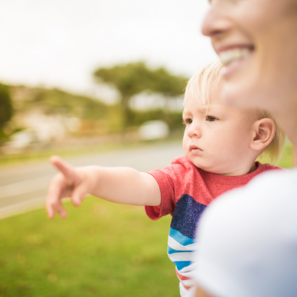 Photo of a toddler poiting 