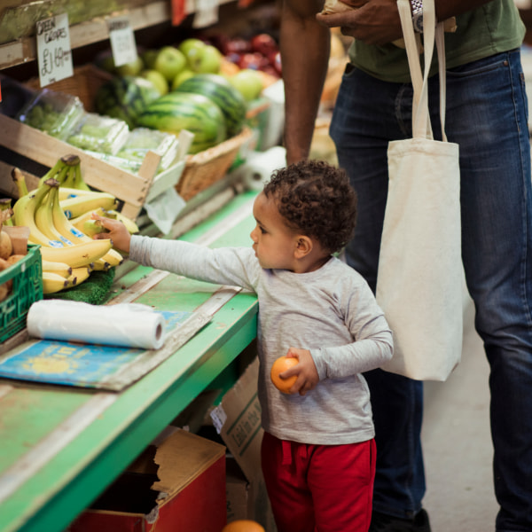 Photo of toddler shopping