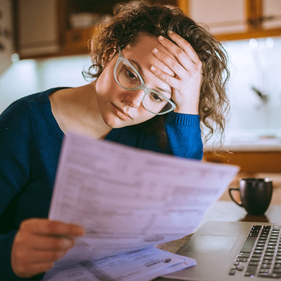 Woman reading a form